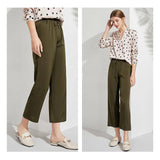 Womens Pure Silk Pants Cropped Casual Work Silk Trousers