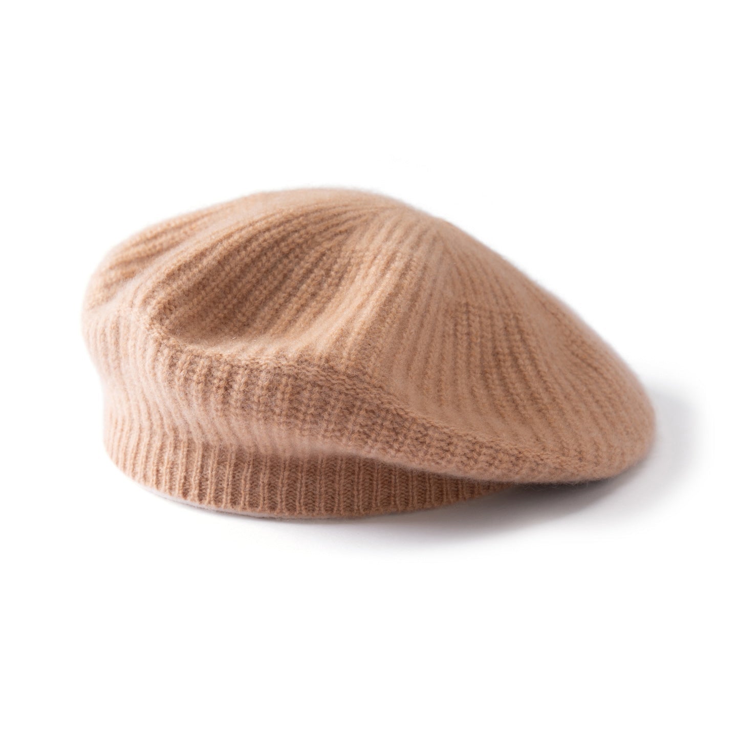 Womens Ribbed Cashmere Beret Cashmere Slouchy Hat Cashmere Painter Hat Camel M