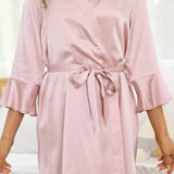 100% Mulberry Silk Robe For Women Elegant Silk Ruffle Bathrobe For Summer - slipintosoft