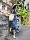 Womens Silk Maxi Dress Cap Sleeve Ditsy Floral Print Silk Dresses