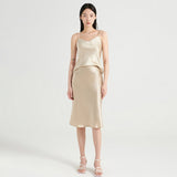 Womens Silk Midi Dresses Pure Silk Skirt Wedding Guest Party Dresses