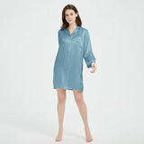 Womens Silk Nightshirt 100% Boyfriend Pure Silk Sleepwear