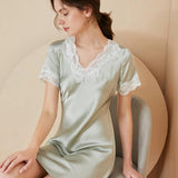 Women's Silk Nightwear Mulberry pure Silk Nightgown with Lace Silk Nightdress