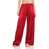 Womens Wide Leg Silk Pajama Pants Silk Casual Loose Elastic Waist Lounge Pants Pj Bottoms - slipintosoft