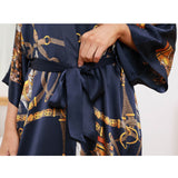 Womens Silk Robe Hand Painted Horse Print Silk Kimono Robes