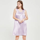 Women's Silk Nightgown One-Piece Ladies' Sleeveless Silk Nightwear - slipintosoft