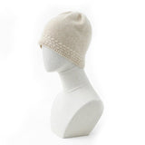 Womens Solid Cashmere Beanie Cable Knitted Edge Cashmere Hats for Fall Winter - slipintosoft