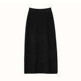 Women's Split Cashmere Skirt Solid Cashmere Sheath Dresses Multi-Colors - slipintosoft