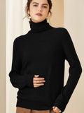 Womens Turtleneck Solid Cashmere Sweater Classic Fit Cashmere Knitted Pullover - slipintosoft