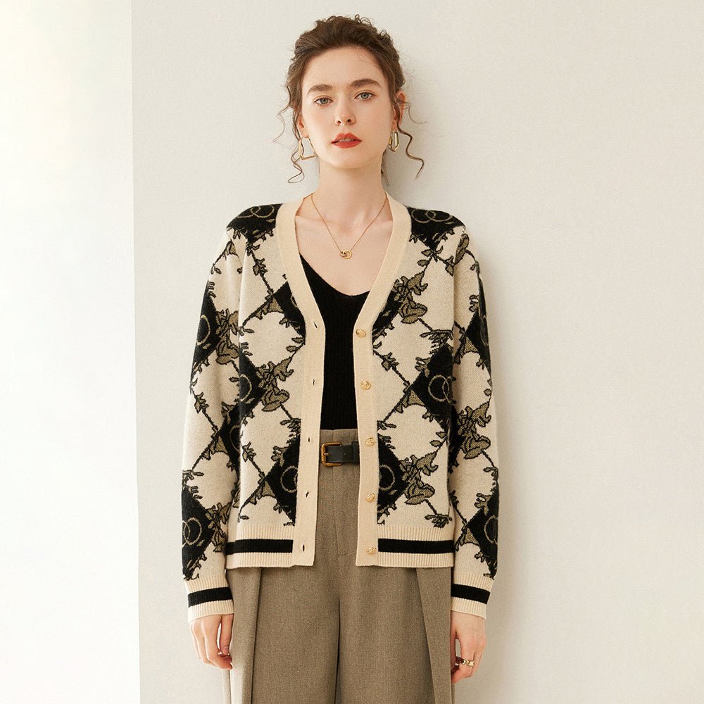 Womens Vintage - Inspired Knit Cashmere Cardigan Sweetheart Sweater Coat