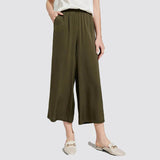 Womens Wide Leg Silk Pants Cropped Pants Casual Work Pants