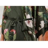 100% Long Silk Kimono Robe For Women Flower Silk Robes - slipintosoft