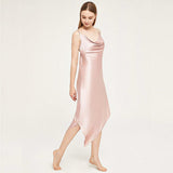 Luxurious Mulberry Silk Long Nightgown Sexy Draped Neck Nightdress - slipintosoft