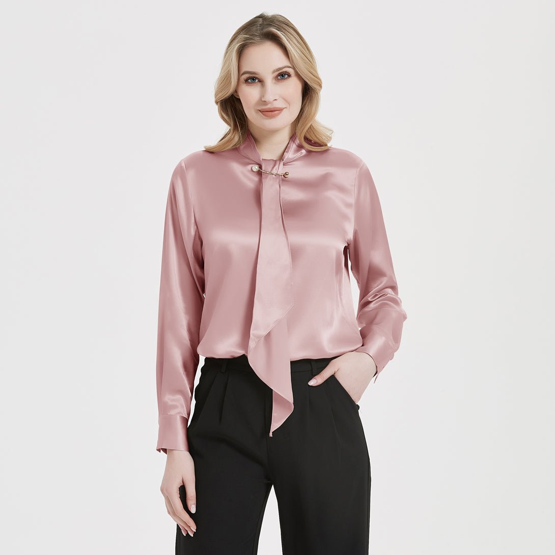 22 MM Elegant Women Silk Blouse 100% Pure Silk Long Sleeves Silk Shirt