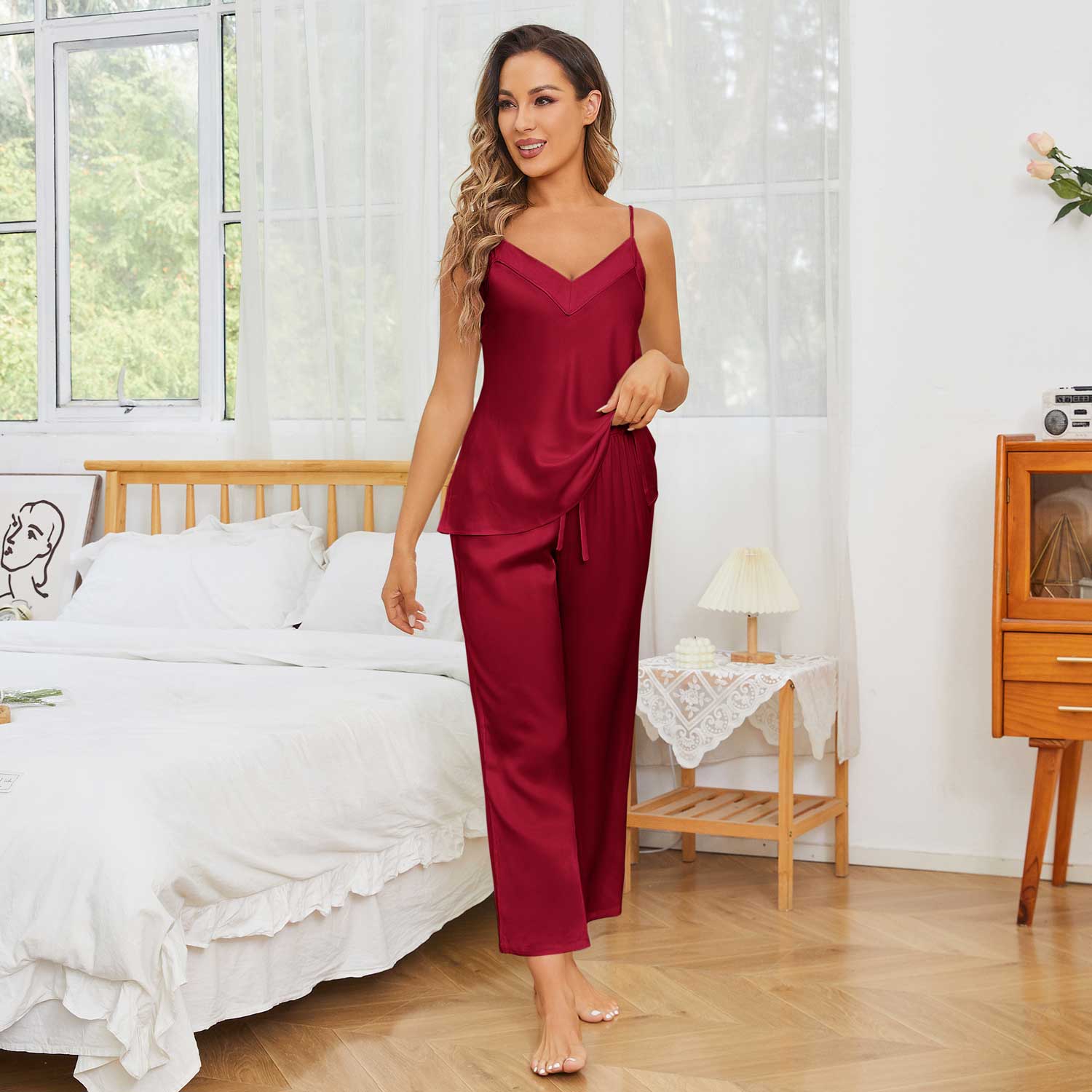 Silk Cami Pajama Set For Women Luxury Silk Camisole Set - slipintosoft