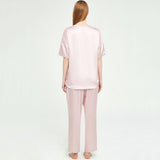 Silk Pajamas for Women Short Sleeve Long Pants Loose Silk Pajamas Set - slipintosoft