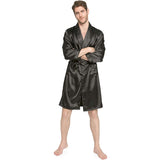 Men's Silk Kimono Robe Summer Long Sleeve Silk bathrobe -  slipintosoft