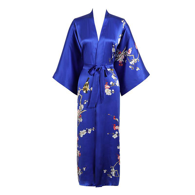 Pind Junior and Long Silk Kimono for Women Cherry Blossom Printing Ladies Luxury Mulbe –  slipintosoft