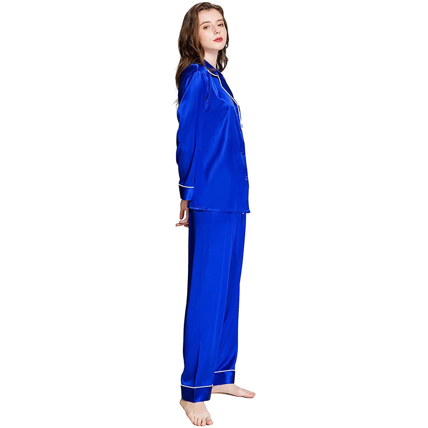 Quality Pure Women Silk Pjs Long Sleeves Nice Luxury Silk Ladies Pajamas Set