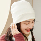 Women's Curled-Up Edge Cashmere Hats Solid Beanie Hat - slipintosoft