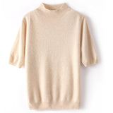 Women's Half-Sleeve Superfine 100% Cashmere Half Turtleneck Sweater - slipintosoft