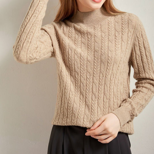 Women's Mock Neck Cashmere Sweater Long Sleeve Cashmere Pullover For Fall & Winter - slipintosoft