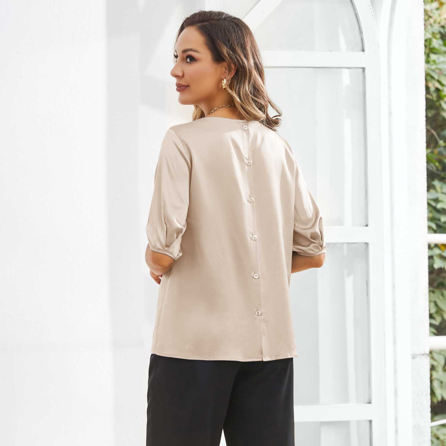 Womens Silk Blouse 100% Mulberry Silk Short sleeves for both sides Top Elegant Ladies Blouse - slipintosoft