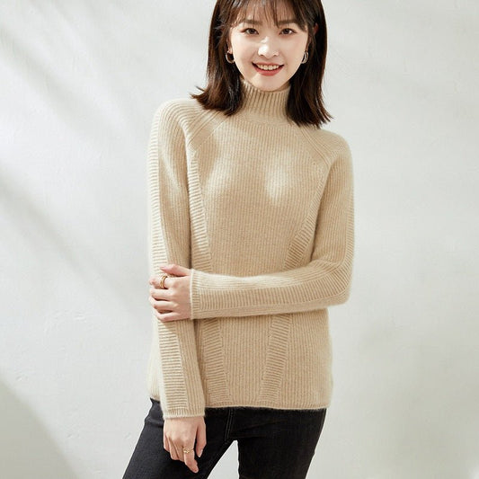 Women's Turtleneck Cashmere Sweater Long Sleeve Slim Fit Cashmere Pullover - slipintosoft
